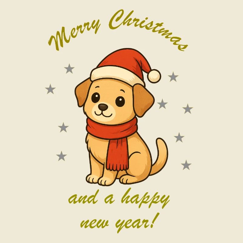 Chien de Noël avec écharpe