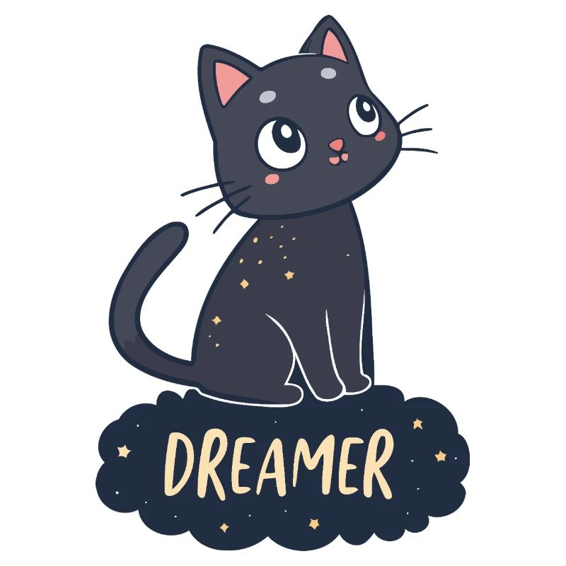 Chat rêveur nuit étoilée