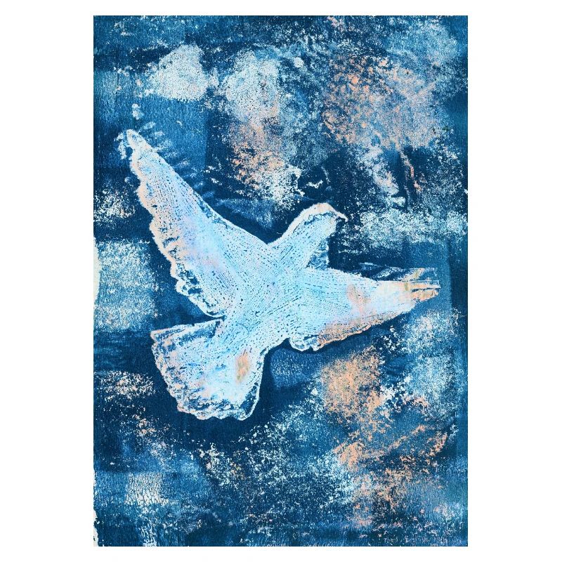 Blauer Vogel im Flug