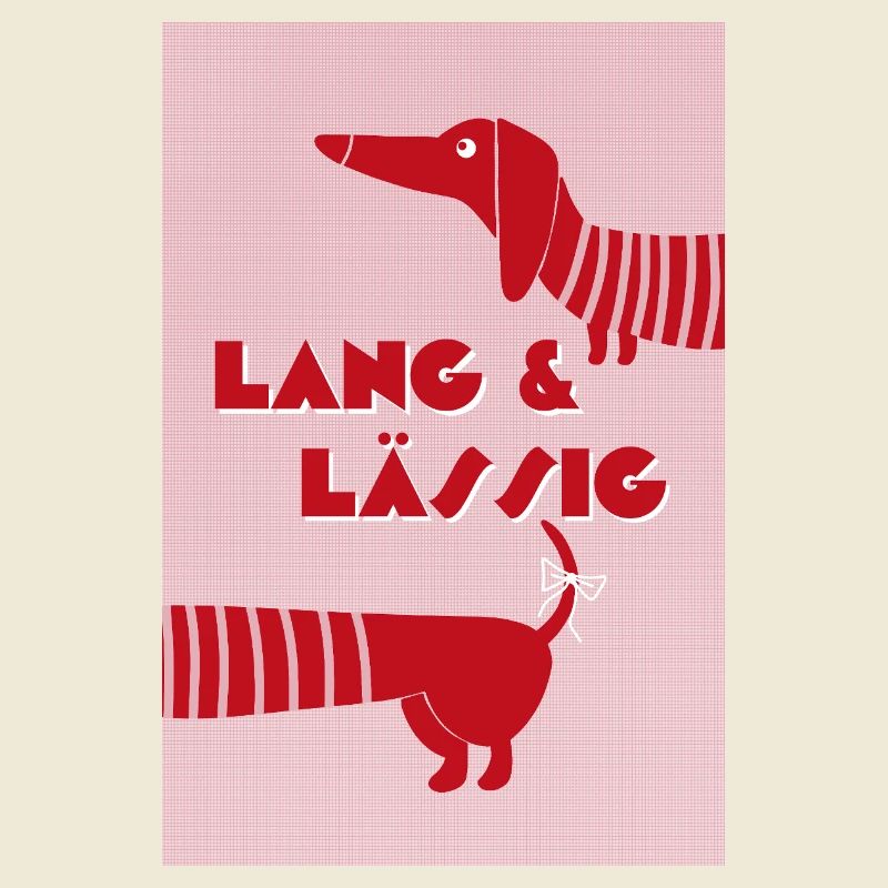 Dackel lang & lässig rot-rosa, Retro-Style