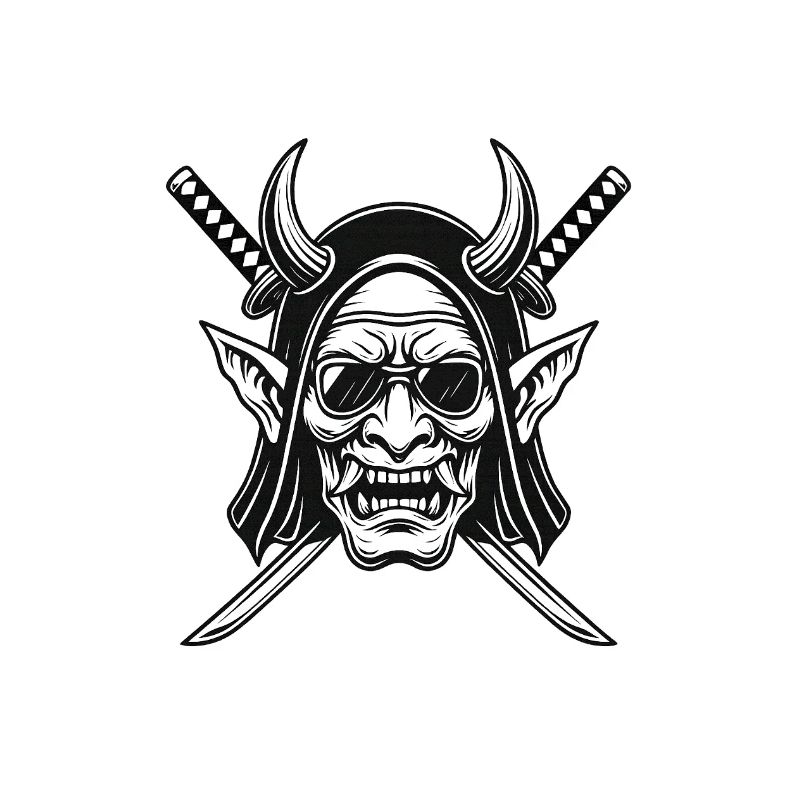 Logo de la tête et des épées du démon