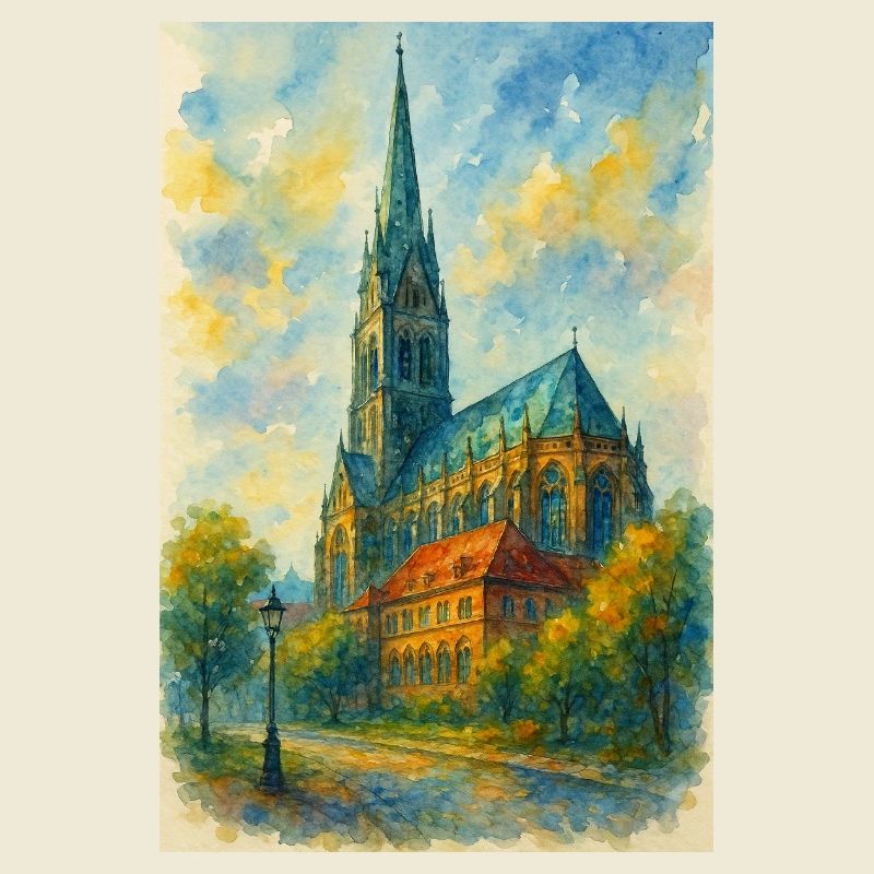 Gothische Kirche im impressionistischen Stil