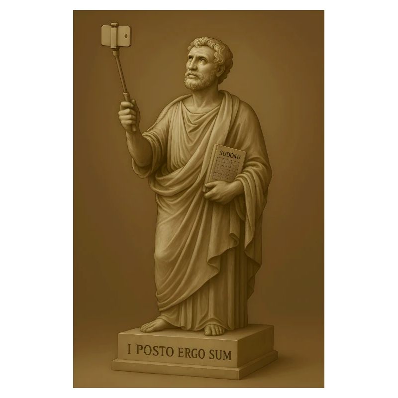 Philosophe baroque avec perche à selfie