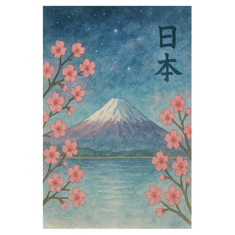 "Sakura Night – Mount Fuji unter Sternen"