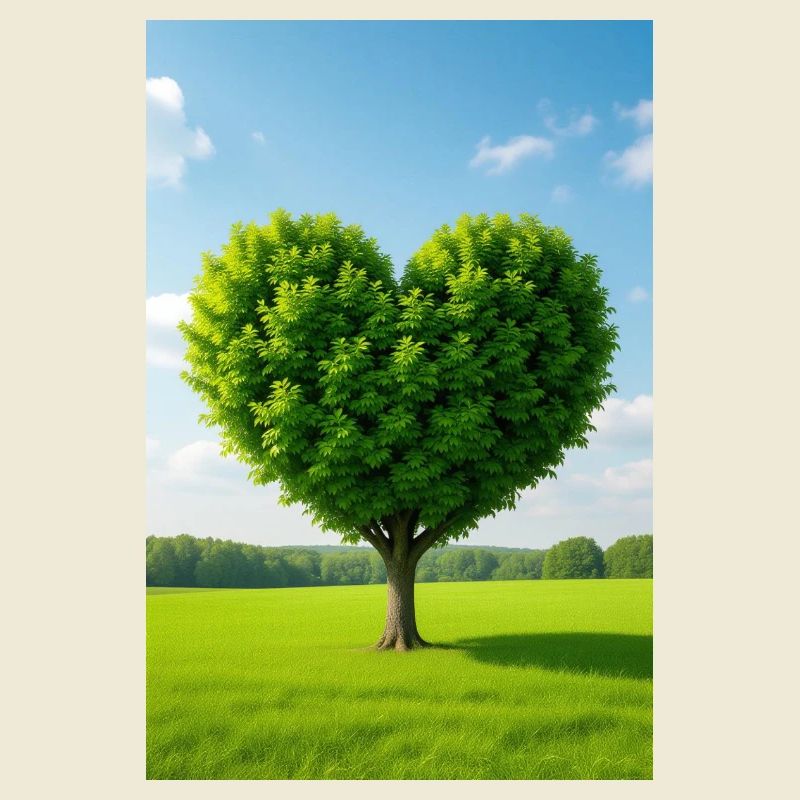Heart Tree in Sunlit Meadow