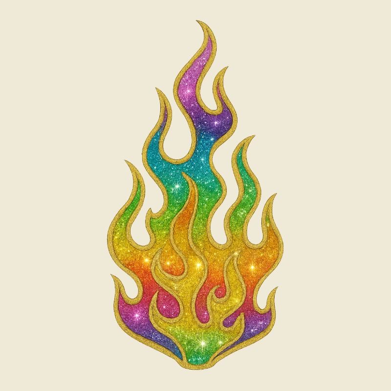 Rainbow Flames Glitter