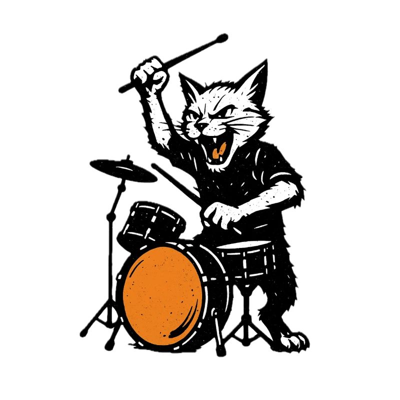 Batteur chat en rythme punk