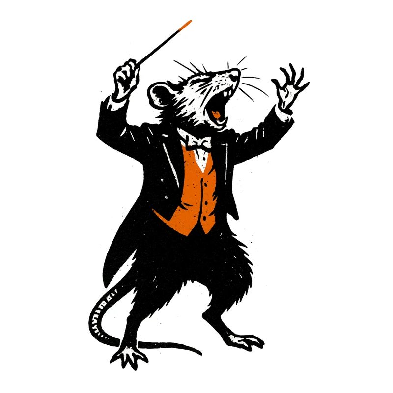 Ratte als Dirigent im Smoking