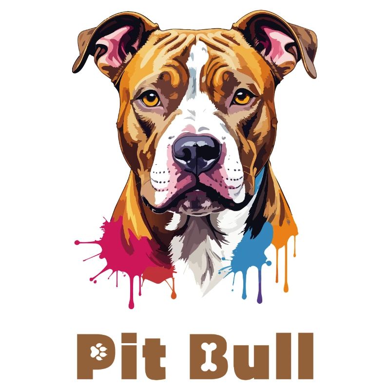 Pitbull Portrait mit Farbspritzern