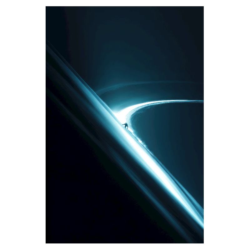 Einsame Gestalt am Neon-Orbitalrand