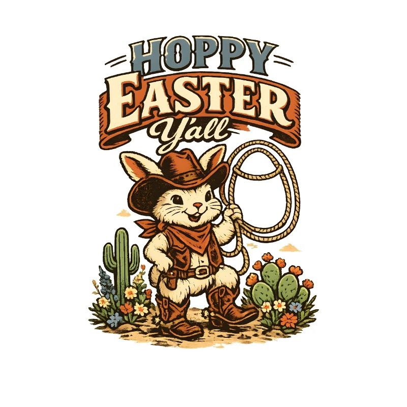 Happy Easter Easter Cowboy Lasso retro