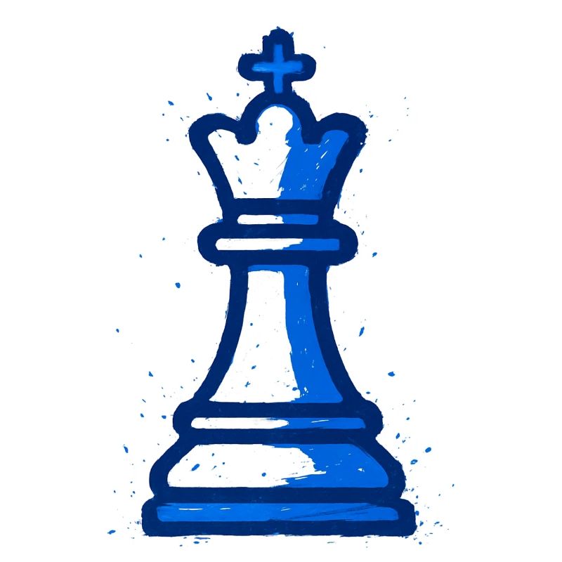 King of Chess Style Graffiti Blue Strategy