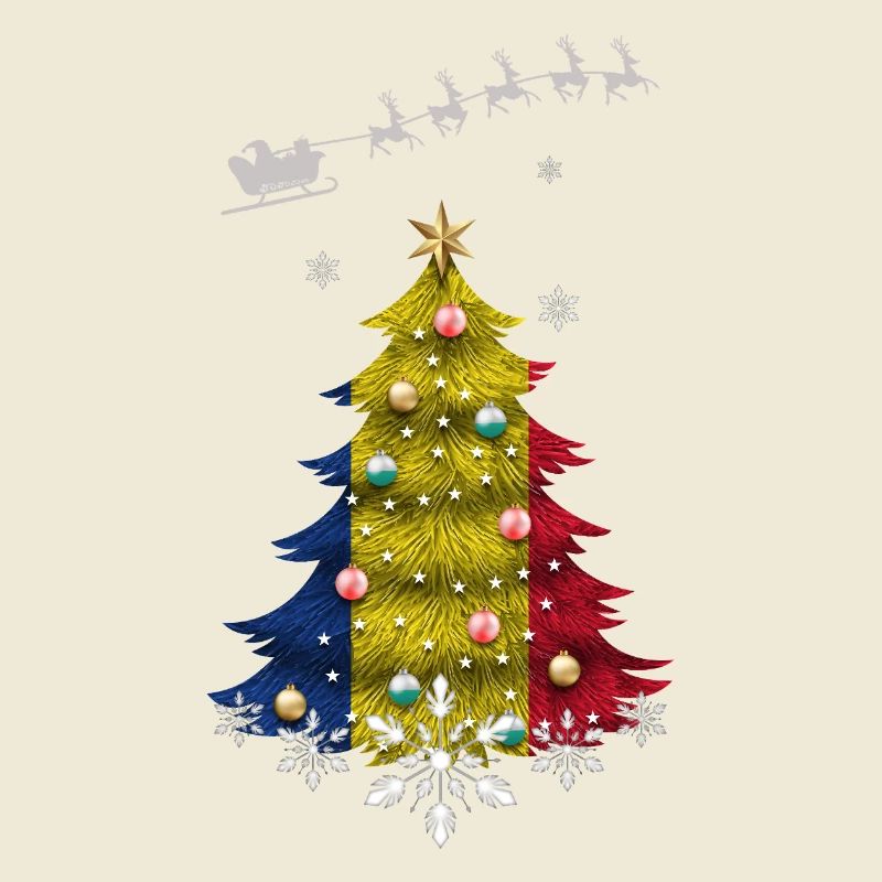 Sapin de Noël avec drapeau de la Roumanie