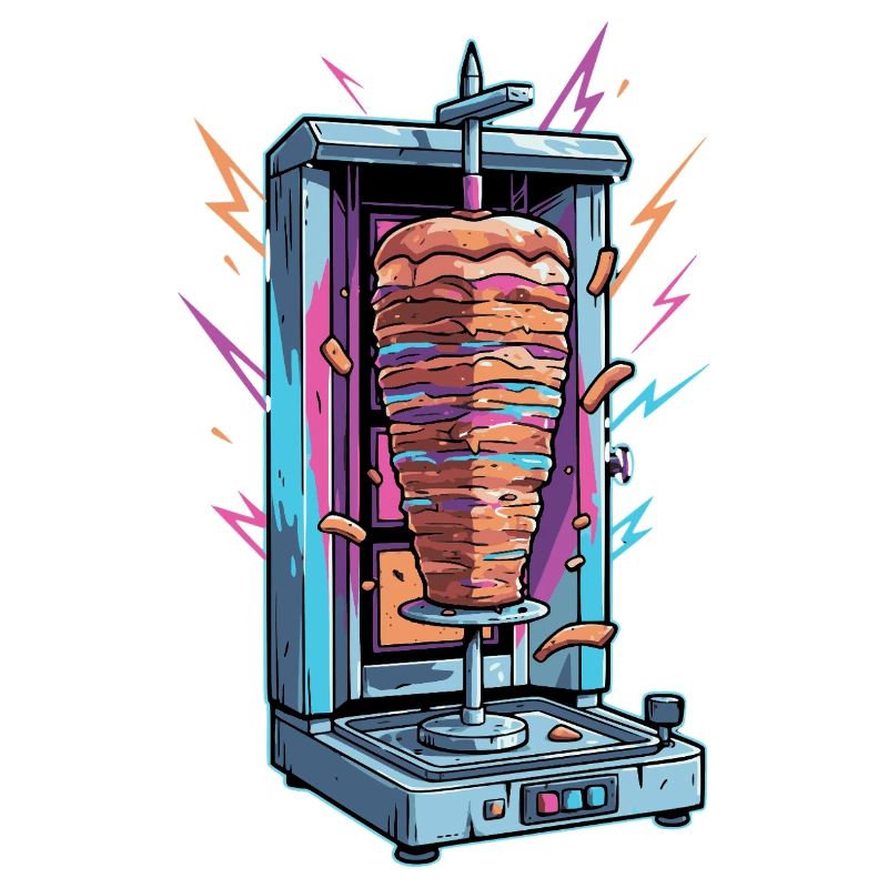 Machine à brochette à kebab néon