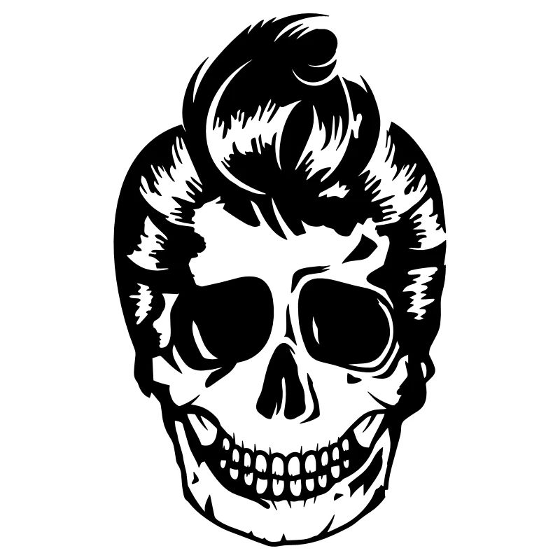 Skull with 50s rockabilly style hairstyle