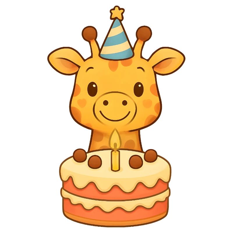Giraffe mit Geburtstagtorte