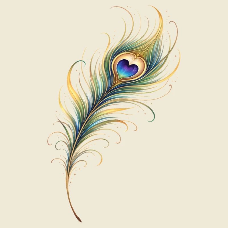 Peacock Feather Heart Boho Yoga Gift