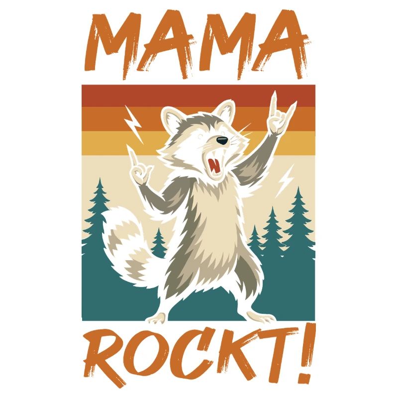 Waschbär Mutter Coole Rocker Mama