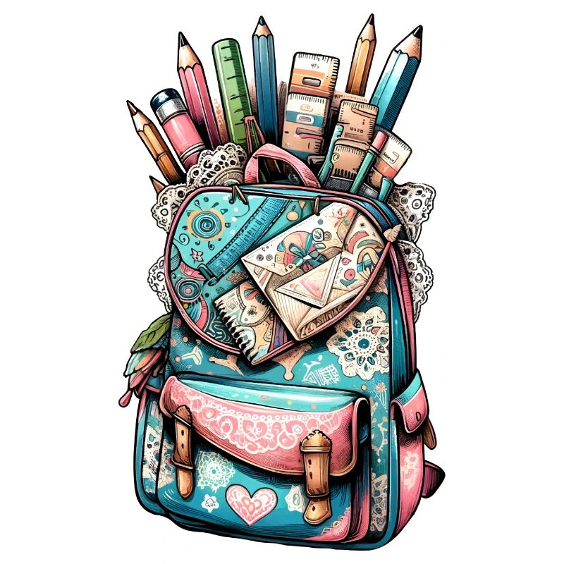 Farbenfrohe Schultasche mit liebevollen Details