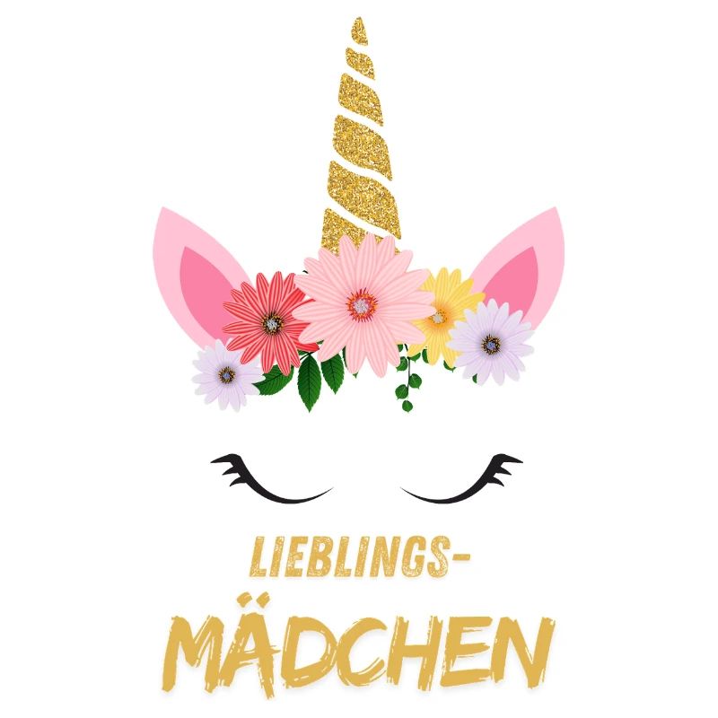 Lieblingsmädchen – Süßes Einhorn mit Blumen & gold