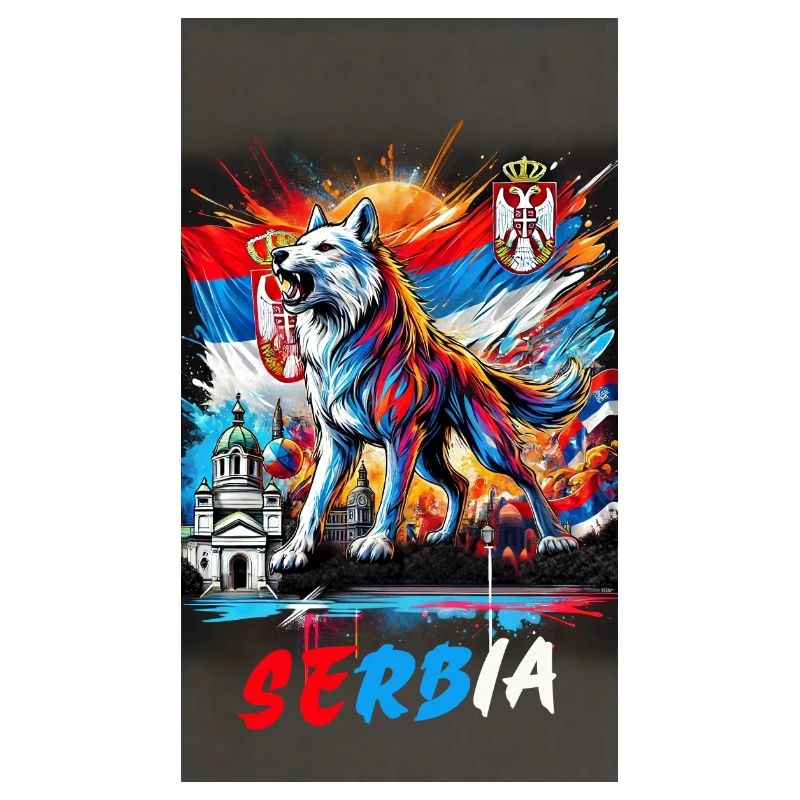 Conception du drapeau national du loup de Serbie