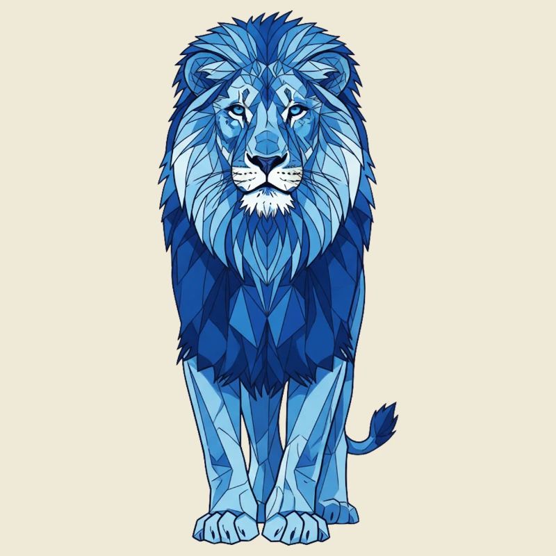 Geometric Blue Lion