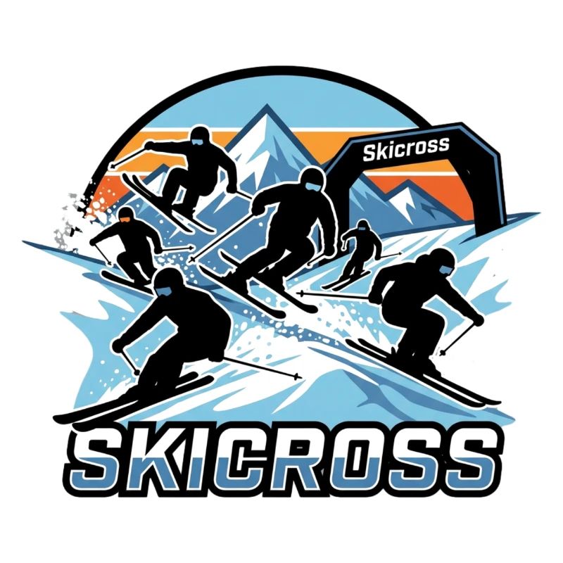 Action de course de skicross dans la neige