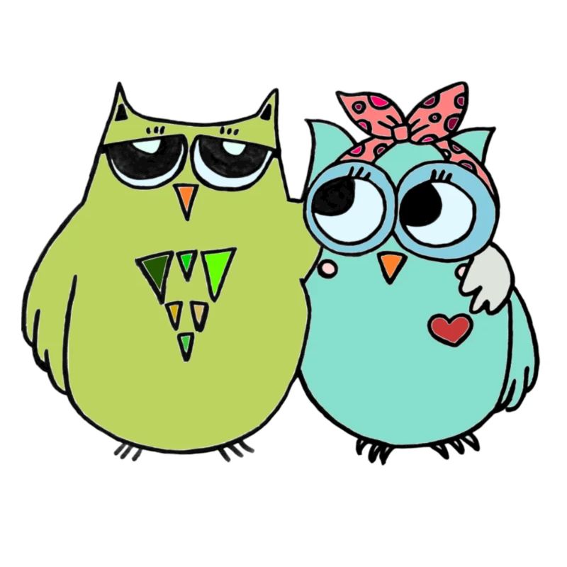 Amitié colorée avec les chouettes