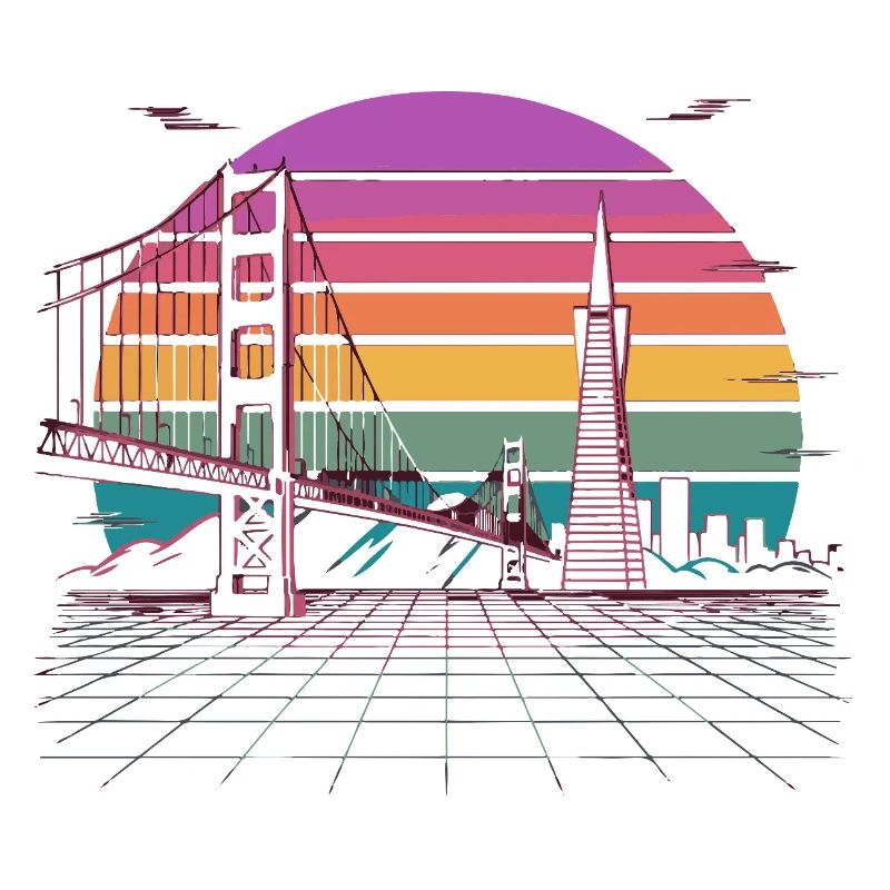 Regenbogenbrücke Neon Skyline san francisco