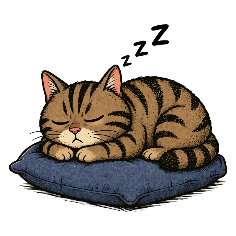 Sleeping cat on pillow
