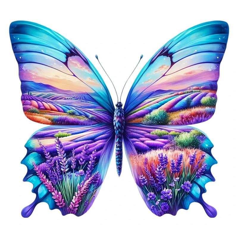 Butterfly flowers lavender field fields provence