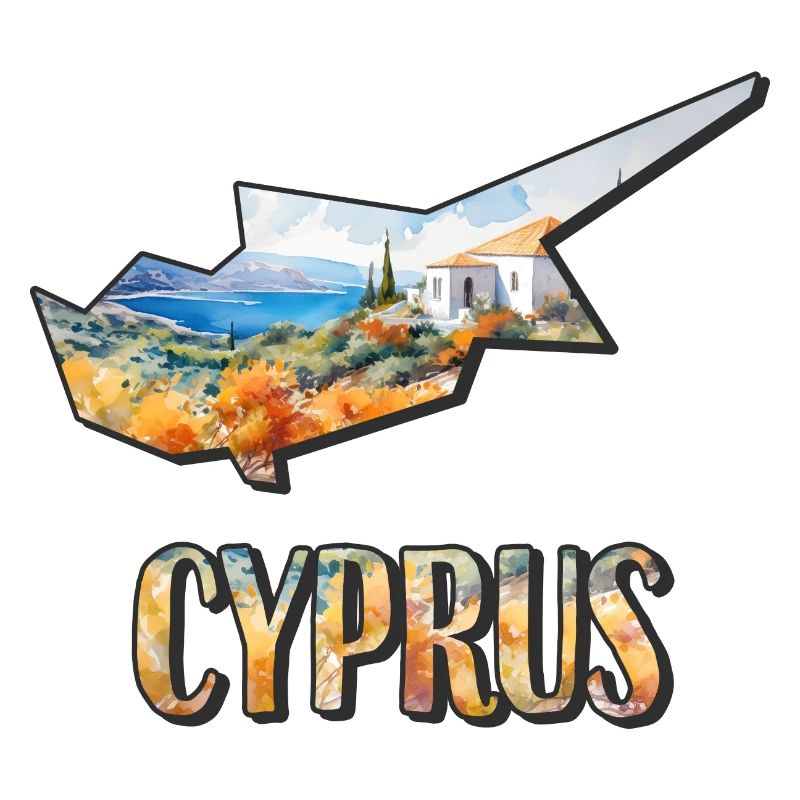 Carte à l’aquarelle Chypre