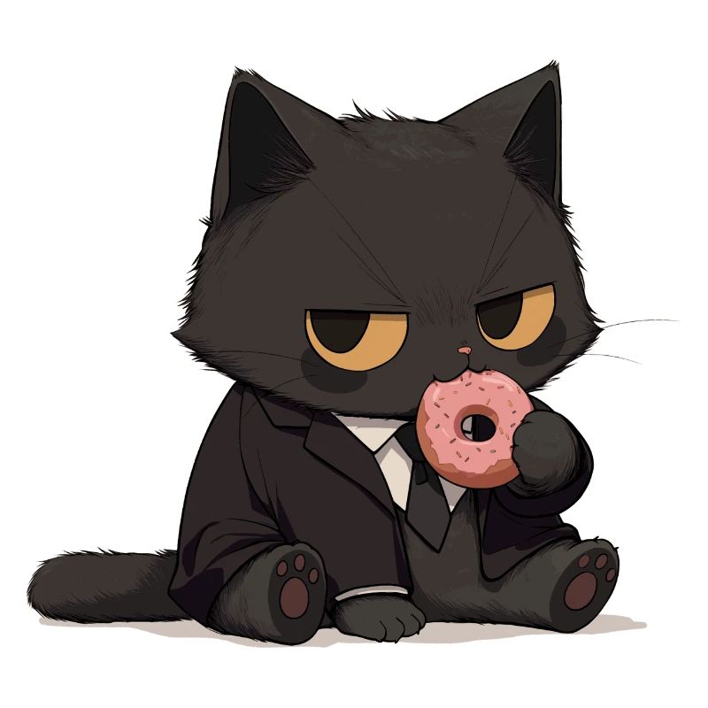 Chat en costume avec un beignet