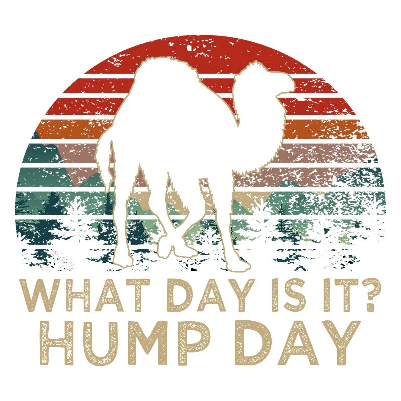 What Day Is It Hump Day Camel Retro Sunset
