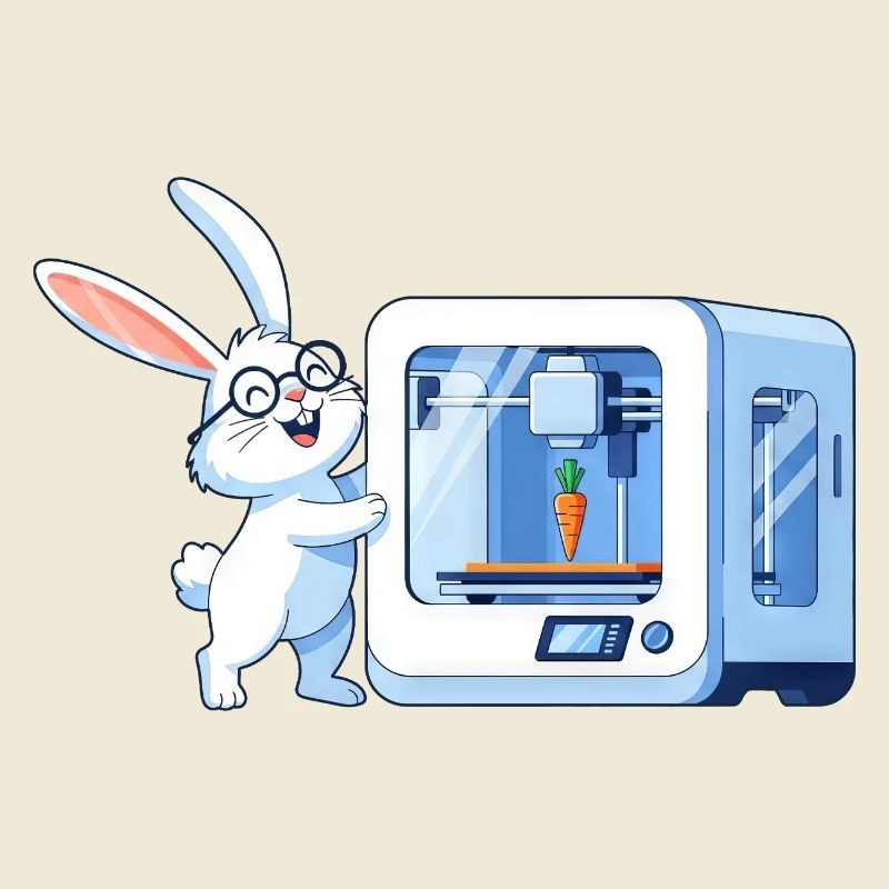 Funny Rabbit Nerd Programmeur Imprimante 3D