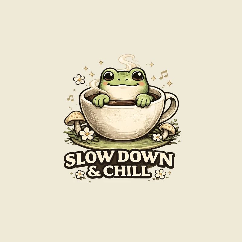 Slow Down & Chill – Cute Frog Coffee Aesthetic 