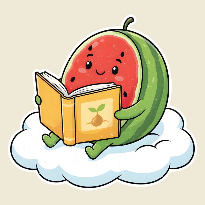 Kawaii melon while reading