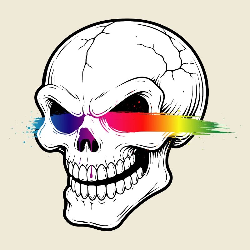 Skull Neon Rainbow Laser Eyes Design