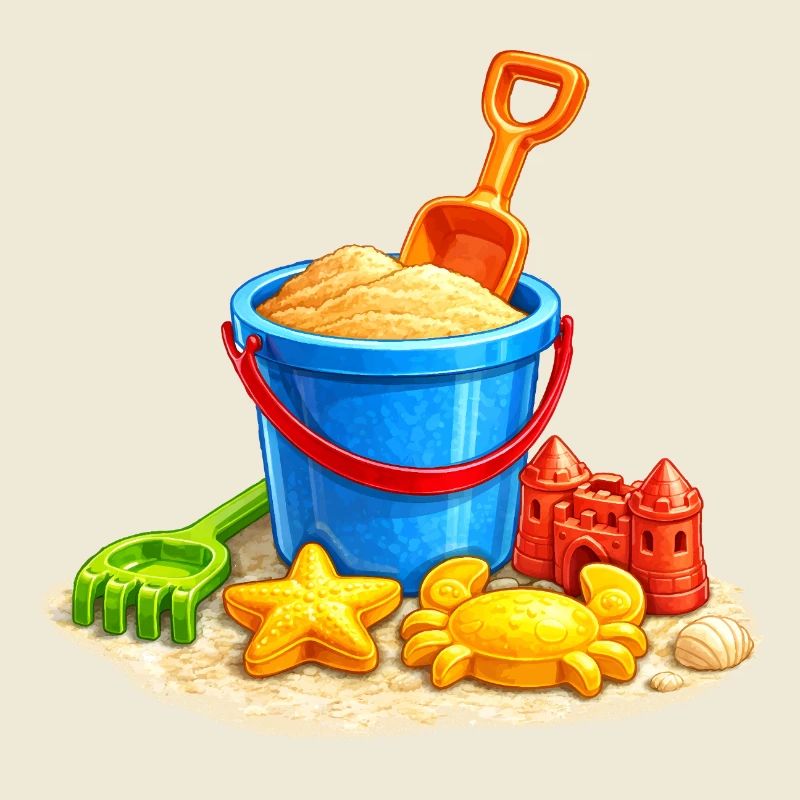 Jouets de plage dans le sable au bord de la mer