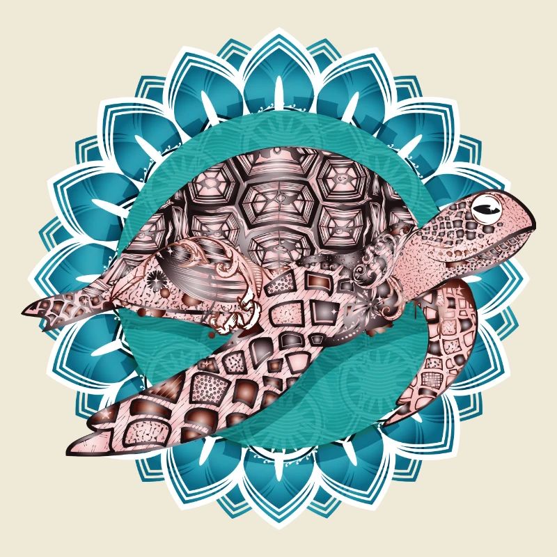 fascinating mandala with sea turtle