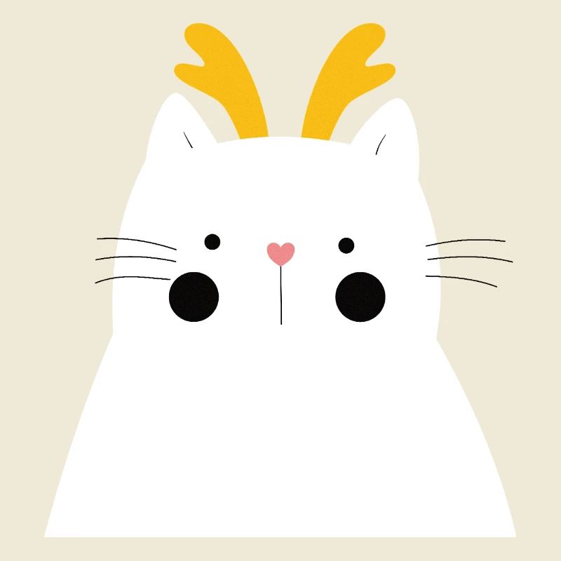 Weiße Katze mit goldenem Geweih