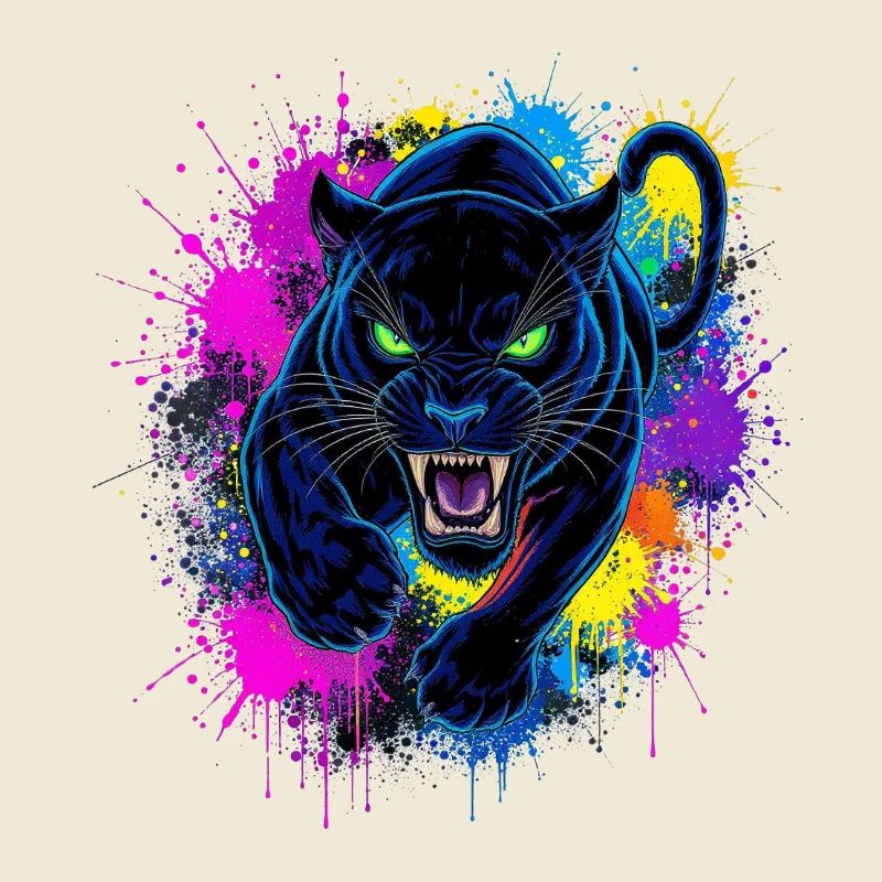 Neon Panther Farbexplosion