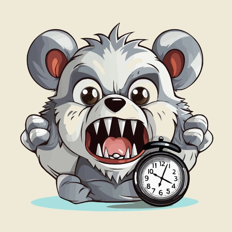 Aggressiver Panda mit Wecker
