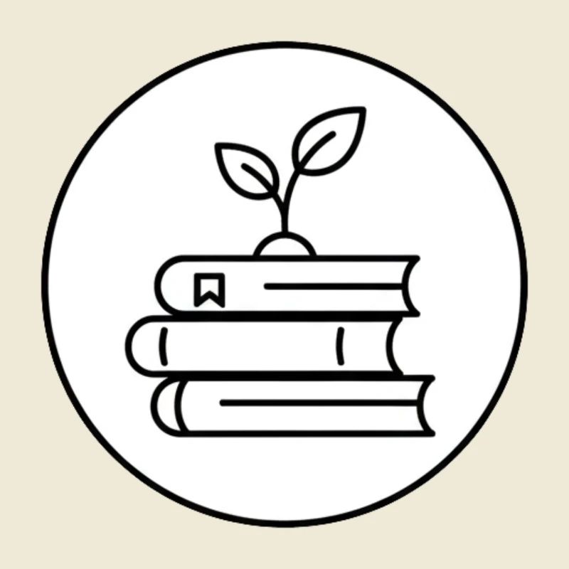 Minimalist Book Stack with Plant Cozy Reading