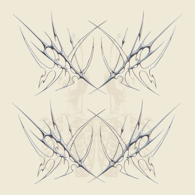 Conception du Cybercore du Miroir Squelette Gothique Sombre