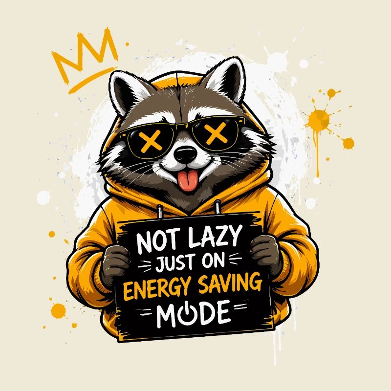 Raccoon Power Saving Mode Pullover Hoodie