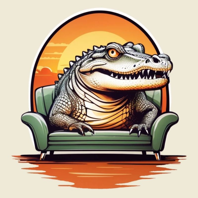 Alligator on sofa