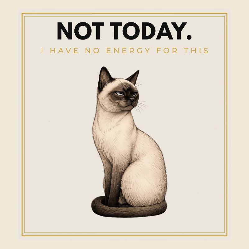 NOT TODAY. Noble Cat Introvert Meme Design