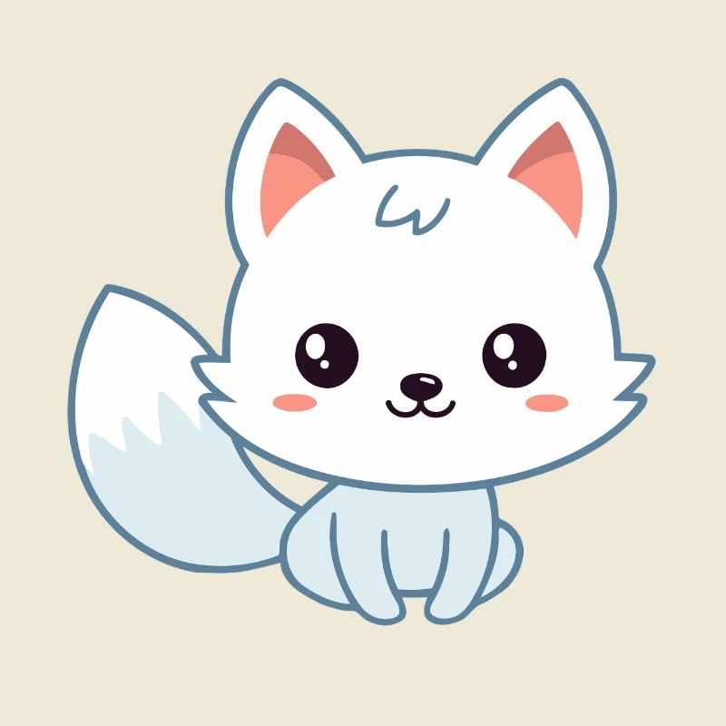 Kawaii White Pastel Fox