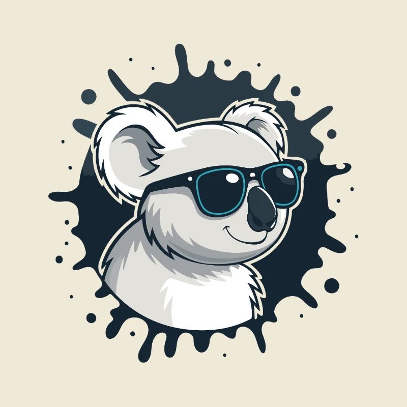 Koala-Chic-Brille auf blauem Splash